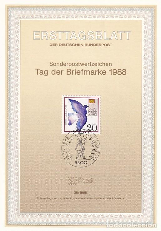 Francobolli: Ersttagsblatt 28/1988 Bon - D&iacute;a del sello - Tag der Briefmarke 1988