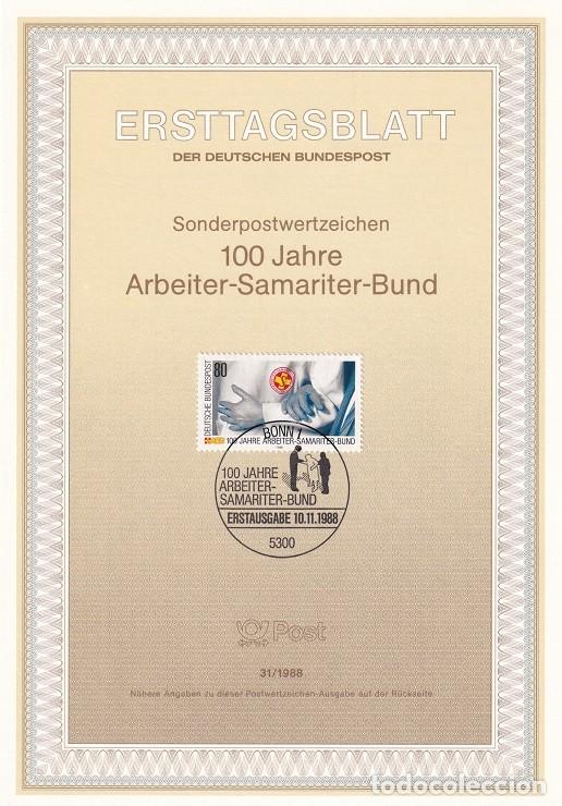 Stamps: Ersttagsblatt 31/1988 Bon - Centenario de la primera asociaci&oacute;n de ayuda - 100 Jahre Arbeiter-Sama..