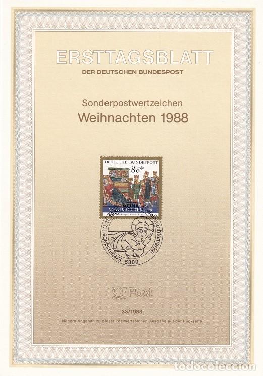 Stamps: Ersttagsblatt 33/1988 Bon - Navidad &middot; Nacimiento Evangeliario de 1188 - Weihnachten 1988