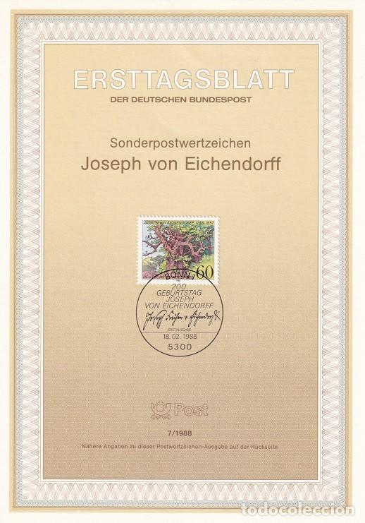 Stamps: Ersttagsblatt 7/1988 Bon / Joseph von Eichendorff - Bicentenario del nacimiento del poeta Joseph v..