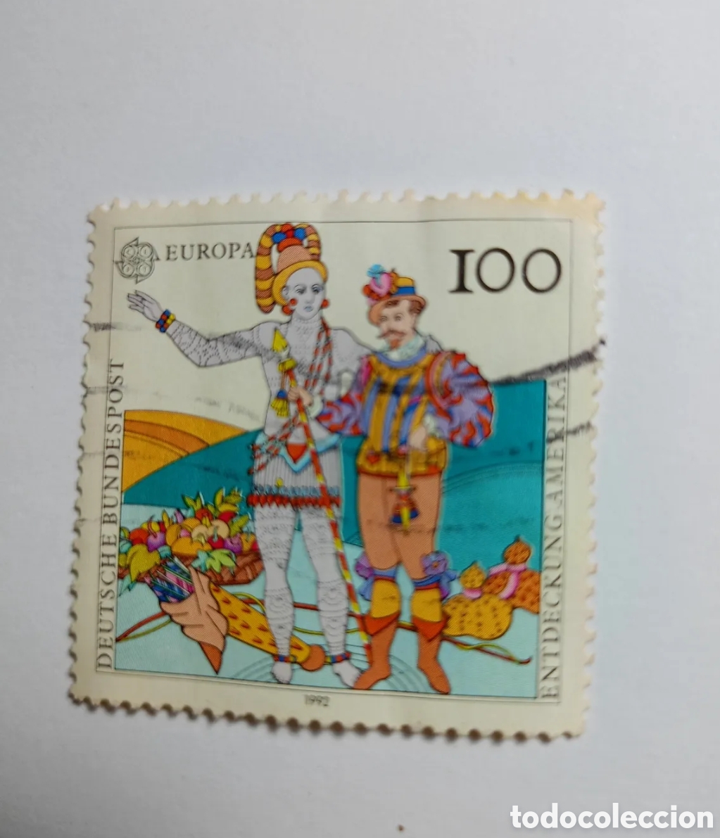 Timbres: sello postal de 1992 fue emitido por la Deutsche Bundespost de Alemania.Conmemora el 500 anivers