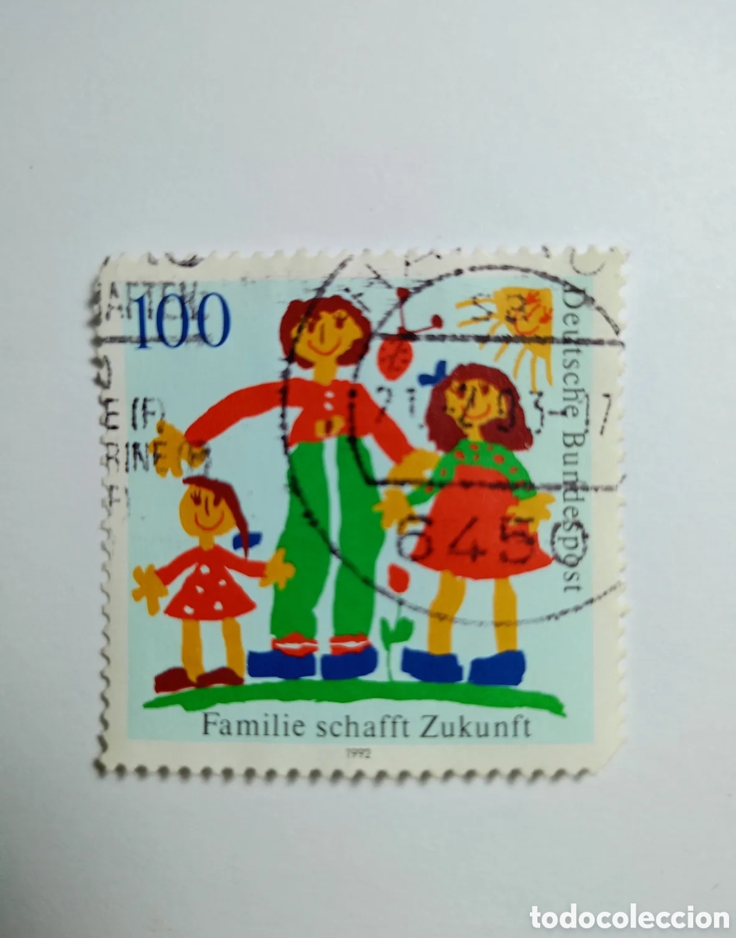 Timbres: sello postal de la Rep&uacute;blica Federal de Alemania, emitido en 1992 bajo el t&iacute;tulo &rdquo;Familie schafft Zu