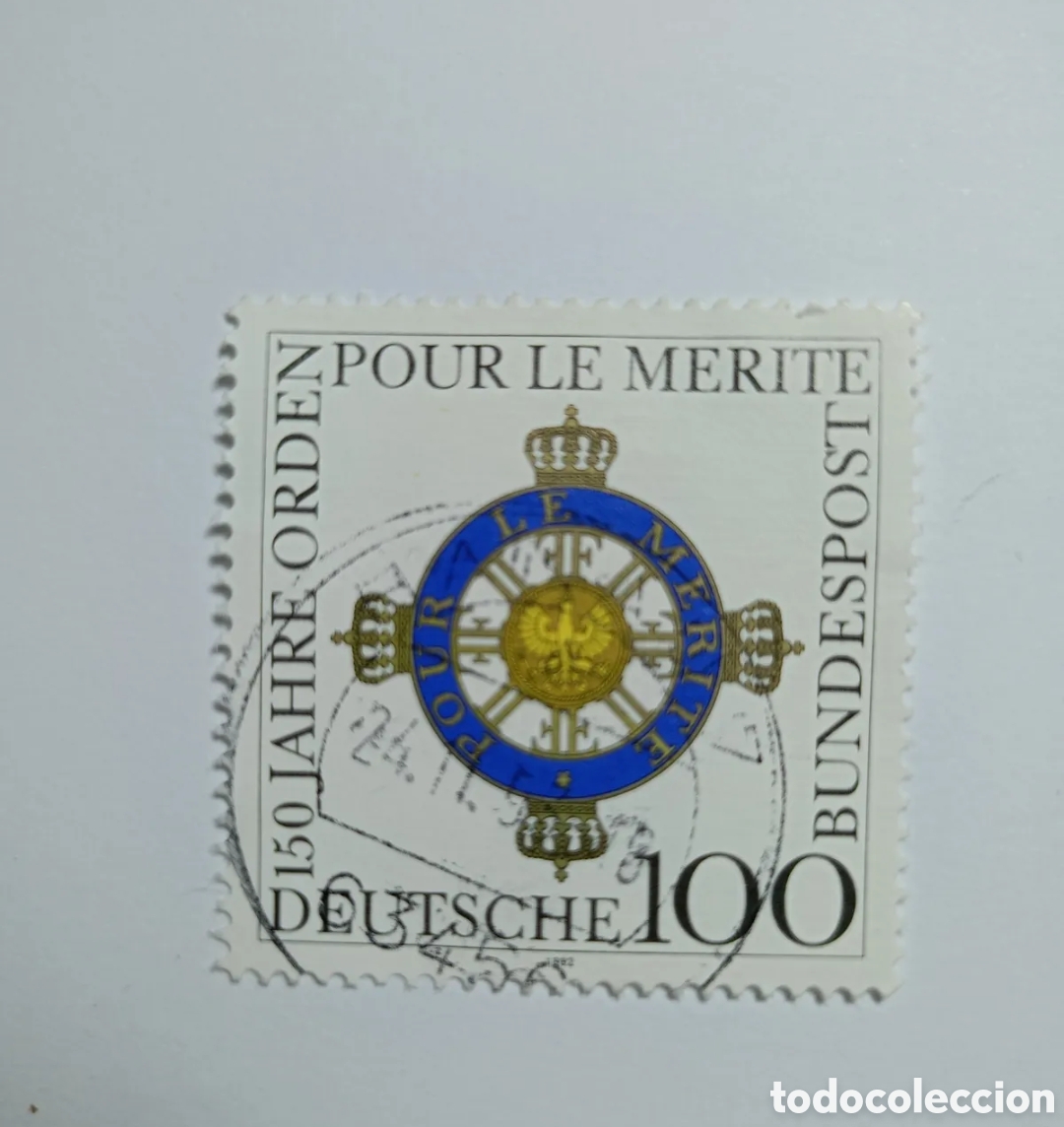 Briefmarken: sello postal de Alemania de 1992 con un valor nominal de 100 pfennig.Conmemora el 150 aniversari