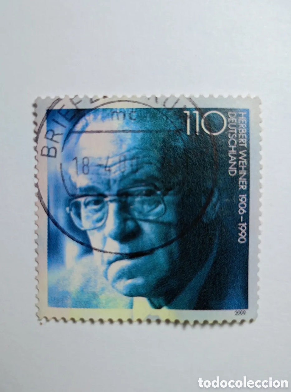 Briefmarken: sello postal de la Rep&uacute;blica Federal de Alemania del a&ntilde;o 2000 muestra al pol&iacute;tico Herbert Wehner y t