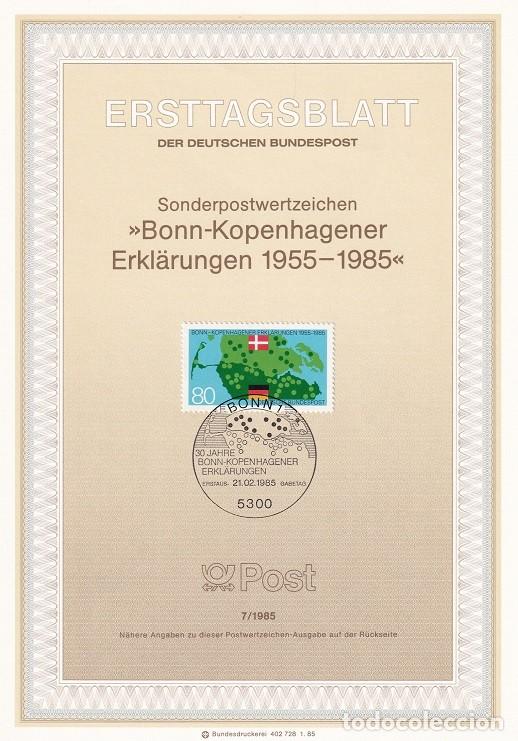 Stamps: Ersttagsblatt 7/1985 Bon / Bonn-Kopenhagener Erkl&auml;rungen 1955-1985 - Conjunta con Dinamarca &middot; 30 A..