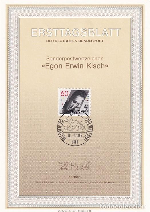 Francobolli: Ersttagsblatt 10/1985 Bon - Centenario del nacimiento del periodista Egon Erwin Kisch 1885-1948