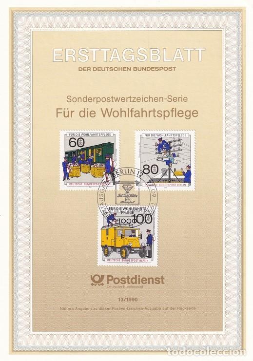 Francobolli: Ersttagsblatt 13/1990 Berl&iacute;n / F&uuml;r die Wohlfahrtspflege - Beneficencia Historia postal &middot; Vag&oacute;n pos..
