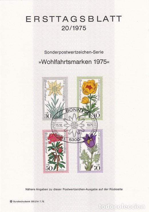 Francobolli: Ersttagsblatt 20/1975 Bon / Wohlfahrtsmarken 1975 - Flora alpina &middot; Edelweiss &middot; Calderones &middot; Rodode..