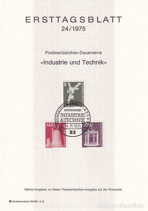 Briefmarken: Ersttagsblatt 24/1975 Bon / Industrie und Technik - Industria y t&eacute;cnica &middot; Sat&eacute;lite de comunicaci&oacute;n..