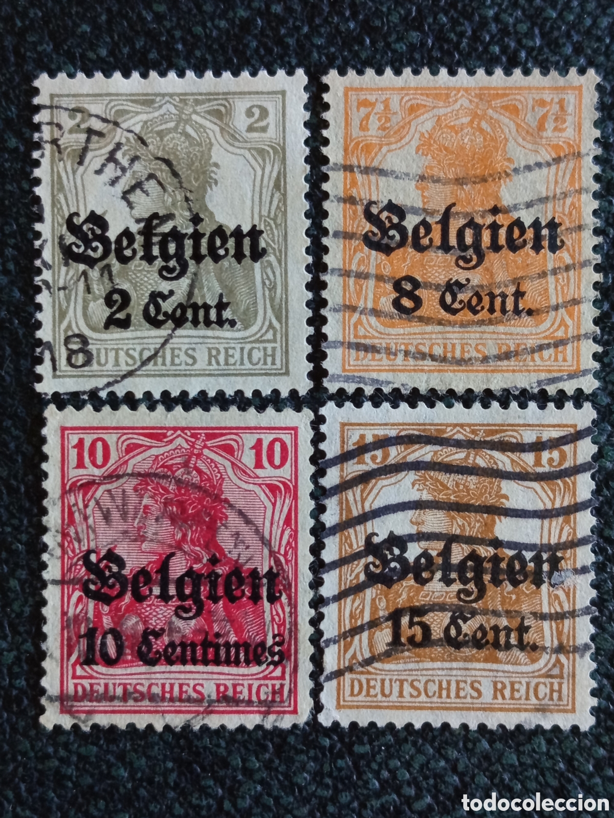 Timbres: Lote 4 Sellos Ocupaci&oacute;n Alemana B&eacute;lgica 1914/1916 Germania Michel 10/13/14/15