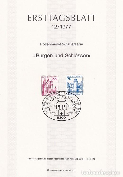 Francobolli: Ersttagsblatt 12/1977 Bon / Burgen und Schl&ouml;sser - Castillos y palacios &middot; Neuschwanstein &middot; Castill..
