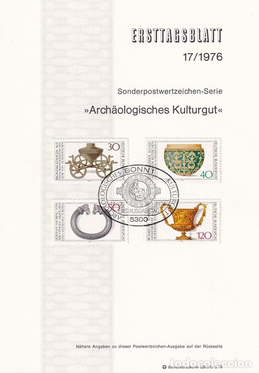 Briefmarken: Ersttagsblatt 17/1976 Bon / Arch&auml;ologisches Kulturgut - Descubrimientos &middot; Carro ritual de bronce 1..