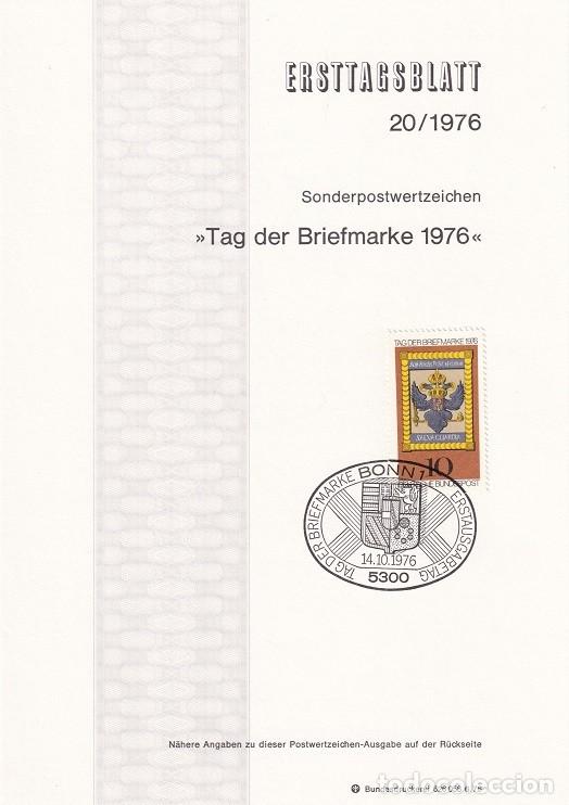 Briefmarken: Ersttagsblatt 20/1976 Bon / Tag der Briefmarke 1976 - D&iacute;a del sello &middot; Escudo postal imperial, Hoch..