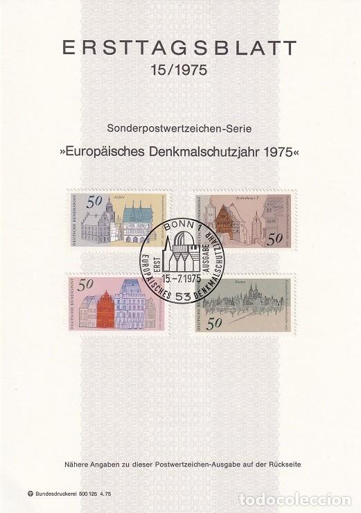 Briefmarken: Ersttagsblatt 15/1975 Bon / Europ&auml;isches Denkmalschutzjahr 1975 - Turismo &middot; Ayuntamiento y plaza c..