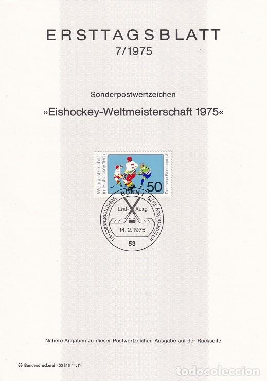 Timbres: Ersttagsblatt 7/1975 Bon / Eishockey-Weltmeisterschaft 1975 - Campeonato mundial de hockey hielo M..