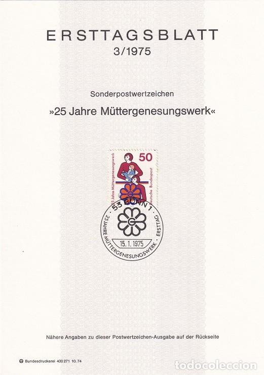 Timbres: Ersttagsblatt 3/1975 Bon / 25 Jahre M&uuml;ttergenesungswerk - XXV Aniv. Asociaci&oacute;n nacional madres sol..
