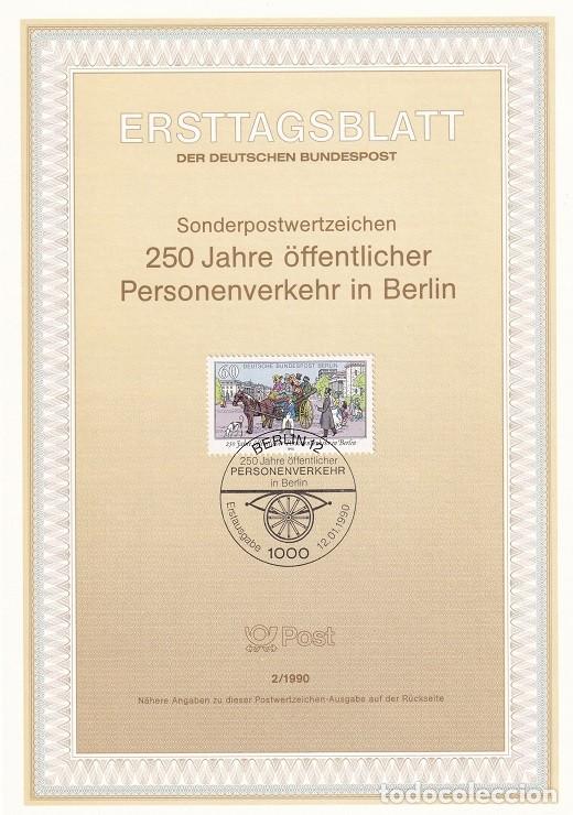 Francobolli: Ersttagsblatt 2/1990 Berl&iacute;n - 250 Aniversario del transporte p&uacute;blico &middot; Carruaje tirado por caballos