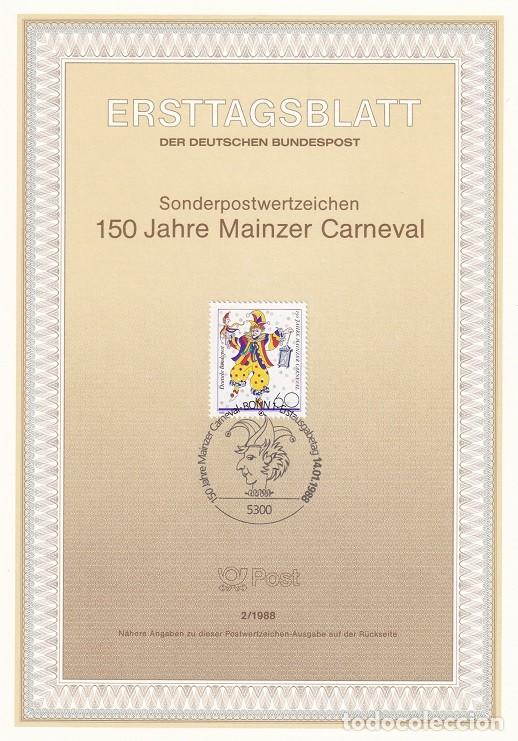 Briefmarken: Ersttagsblatt 2/1988 Bon / 150 Jahre Mainzer Carneval - 150 Aniversario del Carnaval de Mainz