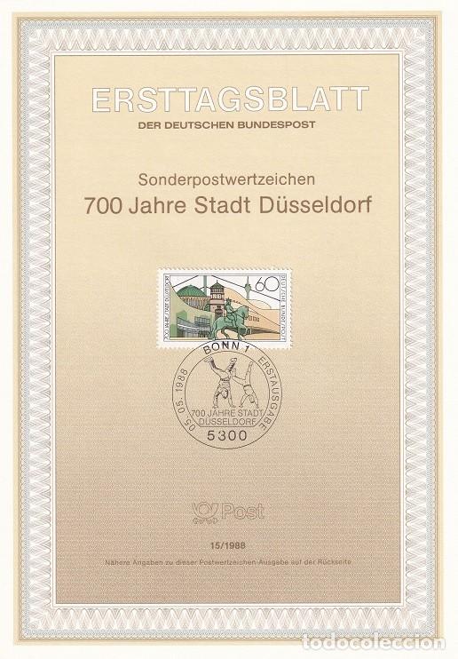 Sellos: Ersttagsblatt 15/1988 Bon - 700 Aniversario de la ciudad de D&uuml;sseldorf - 700 Jahre Stadt D&uuml;sseldorf