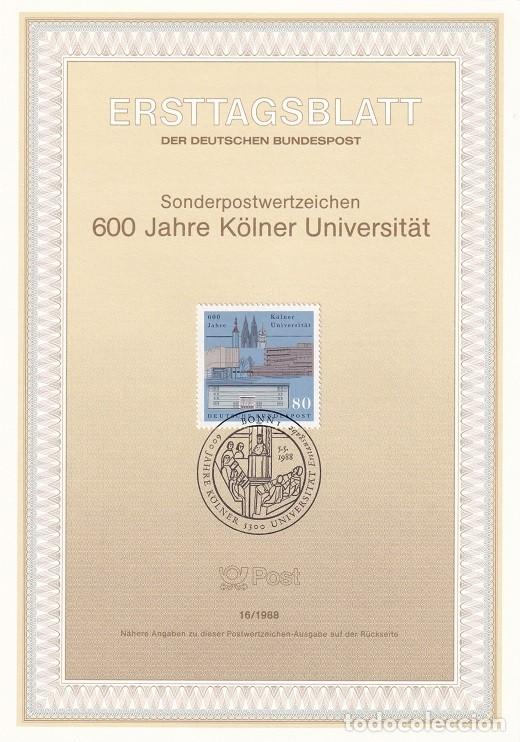 Sellos: Ersttagsblatt 16/1988 Bon - 600 Aniversario de la Universidad de Colonia - 600 Jahre K&ouml;lner Univer..