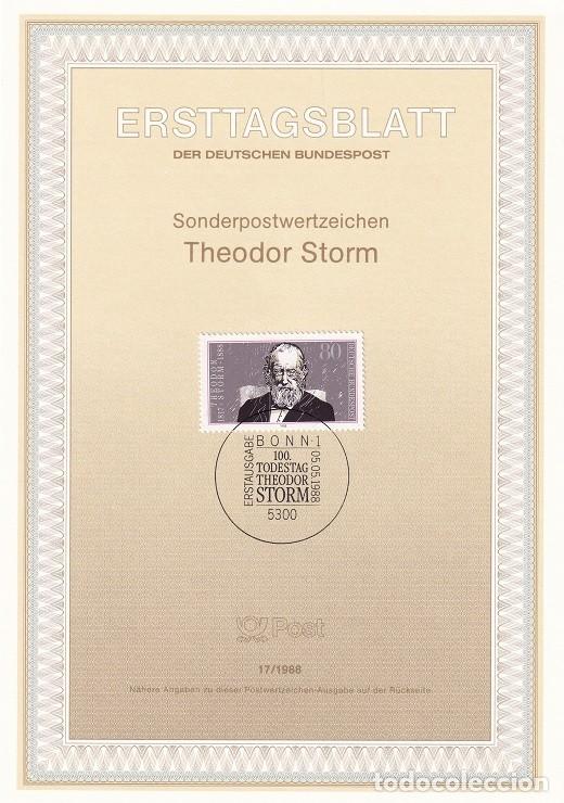 Sellos: Ersttagsblatt 17/1988 Bon - Centenario de la muerte del poeta Theodor Storm 1817-1888
