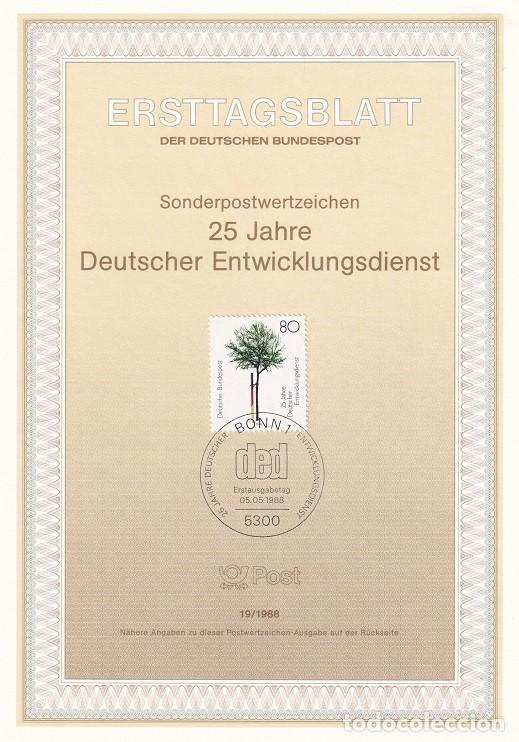 Sellos: Ersttagsblatt 19/1988 Bon - XXV Aniversario del servicio de desarrollo - 25 Jahre Deutscher Entwic..