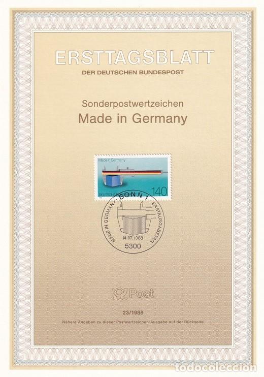 Sellos: Ersttagsblatt 23/1988 Bon - Centenario de la marca Made in Germany - Sonderpostwertzeichten Made i..