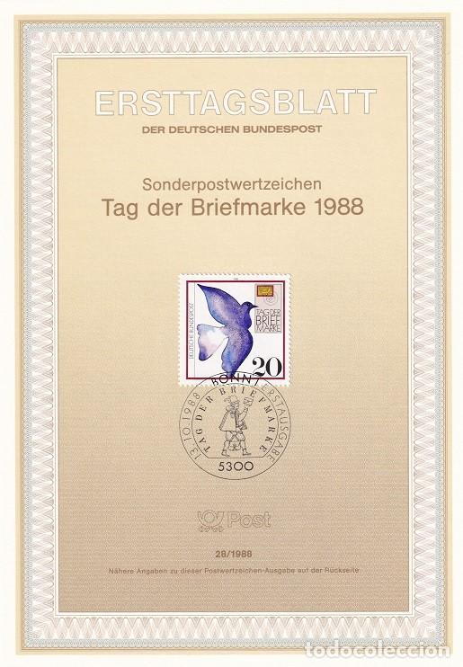 Sellos: Ersttagsblatt 28/1988 Bon - D&iacute;a del sello - Tag der Briefmarke 1988