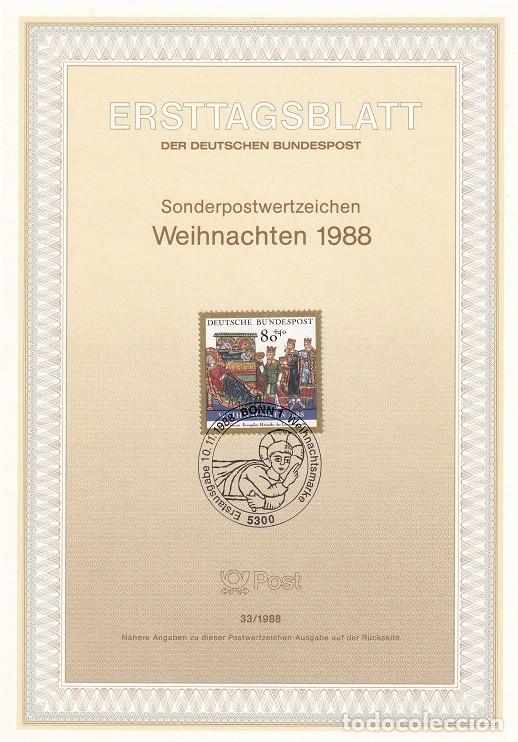 Sellos: Ersttagsblatt 33/1988 Bon - Navidad &middot; Nacimiento Evangeliario de 1188 - Weihnachten 1988
