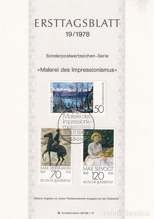 Sellos: Ersttagsblatt 19/1978 Bon / Malerei des Impressionismus - Pinturas &middot; Pascua en Walchensee (Lovis C..