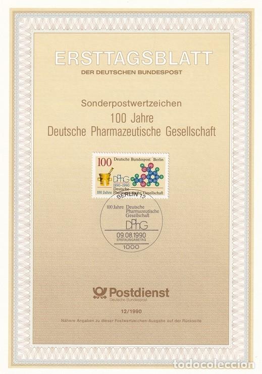 Sellos: Ersttagsblatt 12/1990 Berl&iacute;n / 100 Jahre Deutsche Pharmazeutische Gesellschaft - Centenario de la ..
