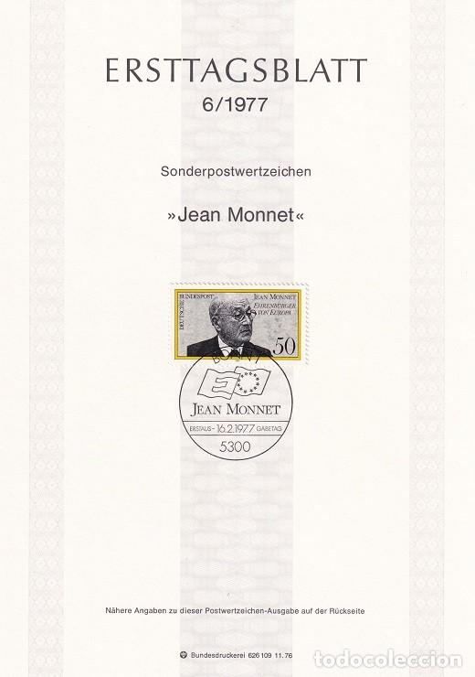 Sellos: Ersttagsblatt 6/1977 Bon / Jean Monnet - Jean Monnet 1888-1979 ciudadano honorario europeo