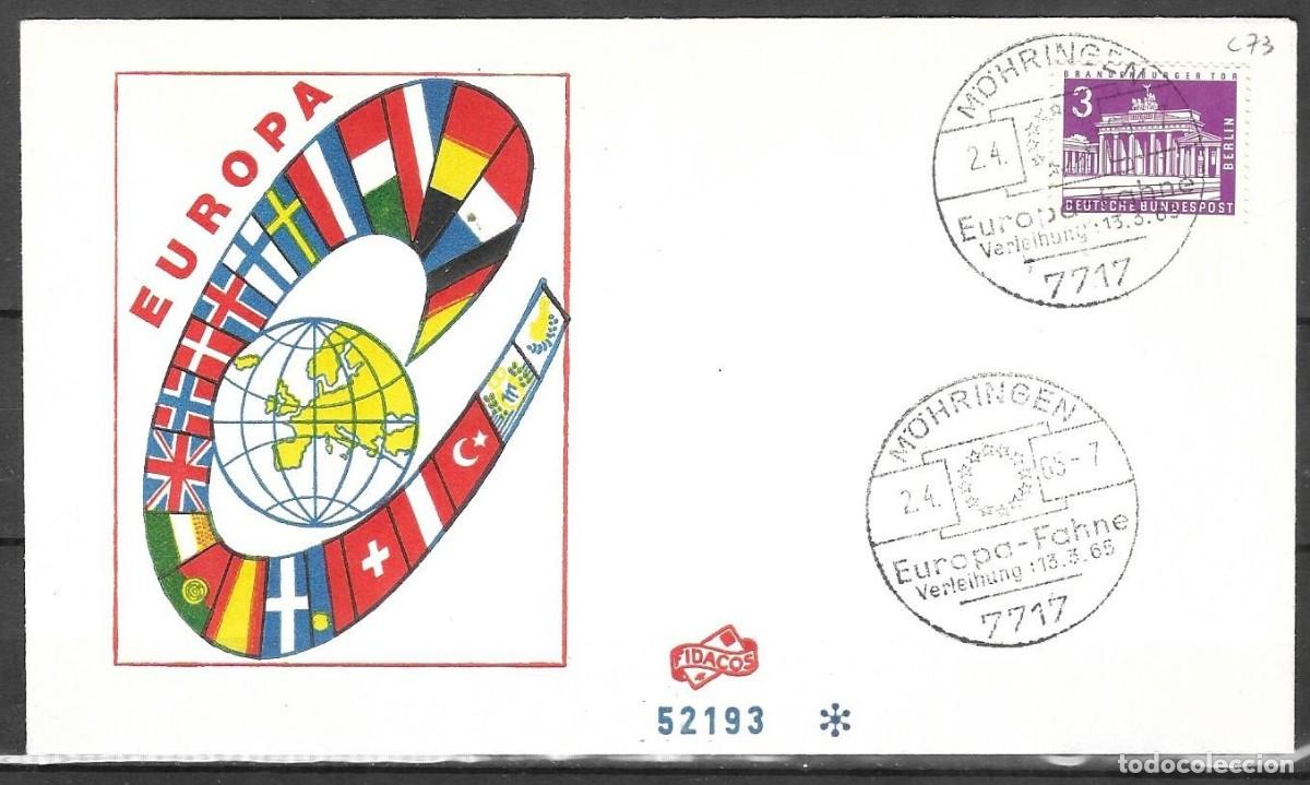 Briefmarken: Sobre Conmemorativo Alemania Occidental FIDACOS 1965 - Entrega de la Bandera de Europa (M&ouml;hringen)