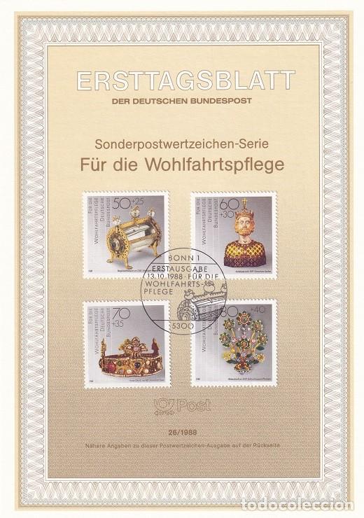 Francobolli: Ersttagsblatt 26/1988 Bon - Artesan&iacute;a : Relicario de cristal , Busto de Carlos, Corona de Otto III..