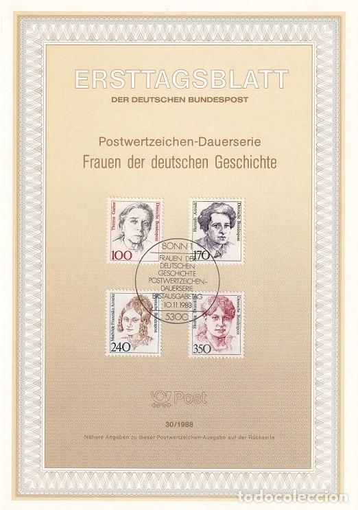 Francobolli: Ersttagsblatt 30/1988 Bon - Mujeres famosas: Therese Giehse , Hannah Arendt , Mathilde Franziska A..