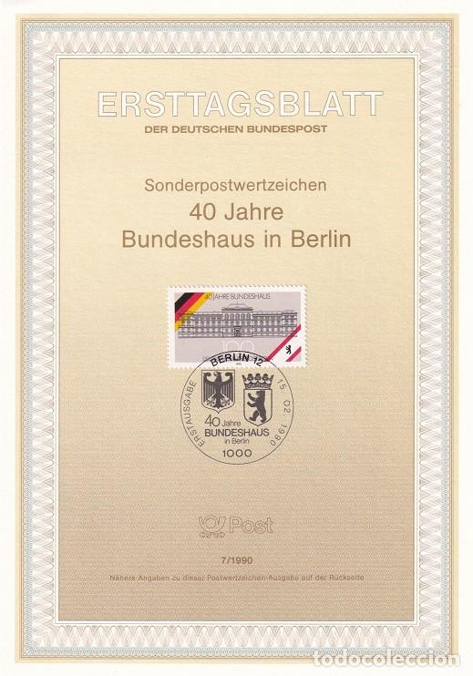 Briefmarken: Ersttagsblatt 7/1990 Berl&iacute;n - 40 Aniversario de la Corte Federal de Berl&iacute;n - 40 Jahre Bundeshaus i..