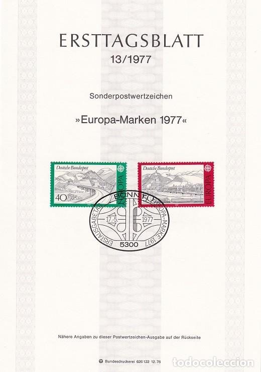 Stamps: Ersttagsblatt 13/1977 Bon / Europa-Marken 1977 - Emisi&oacute;n Europa Paisajes &middot; Autopista a lo largo d...