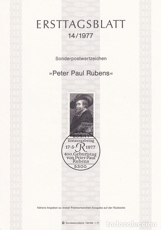 Stamps: Ersttagsblatt 14/1977 Bon / Peter Paul Rubens - Autorretrato &middot; Pintura IV Centenario del nacimient..