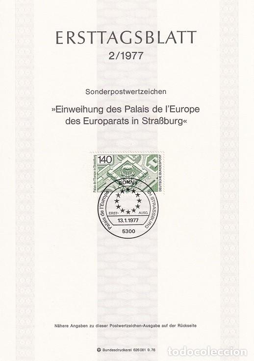 Stamps: Ersttagsblatt 2/1977 Bon / Einweihung des Palais de l' Europe des Europarats in Strassburg - Palac..