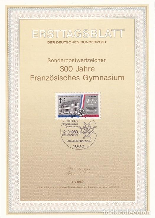 Francobolli: Ersttagsblatt 17/1989 Berl&iacute;n / 300 Jahre Franz&ouml;sisches Gymansium - Tricentenario de la escuela fra..