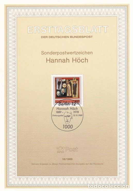 Francobolli: Ersttagsblatt 18/1989 Berl&iacute;n / Hannah H&ouml;ch - Centenario del nacimiento de la pintora Hannah H&ouml;ch 1..