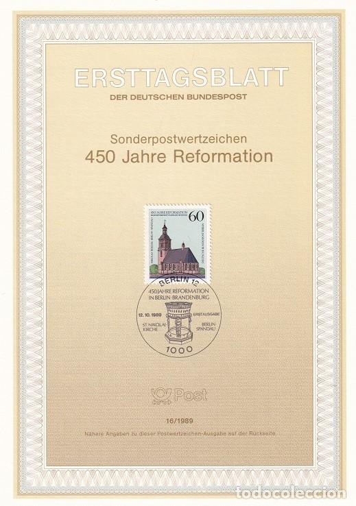 Francobolli: Ersttagsblatt 16/1989 Berl&iacute;n / 450 Jahre Reformation - Iglesia de San Nicol&aacute;s &middot; 450 Aniv. Reforma ..