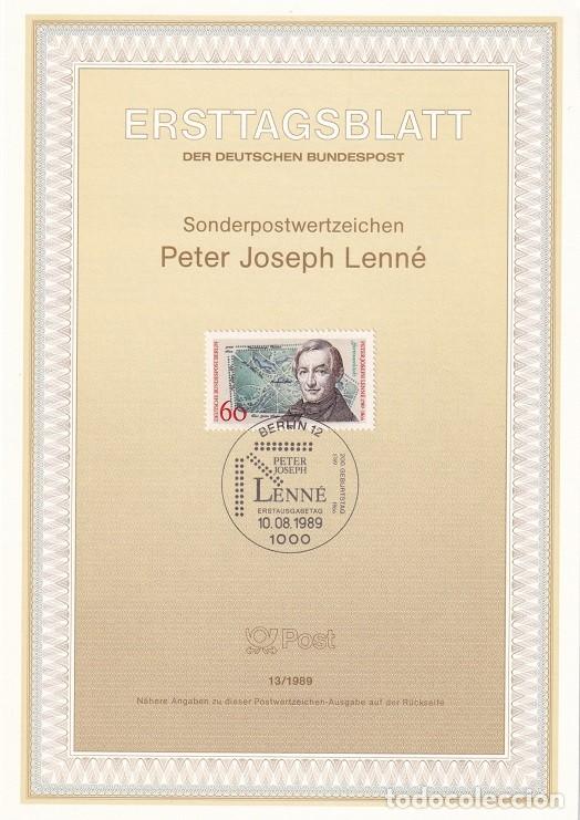 Francobolli: Ersttagsblatt 13/1989 Berl&iacute;n - Bicentenario nacimiento del arquitecto de jardines Peter Joseph Lenn&egrave;