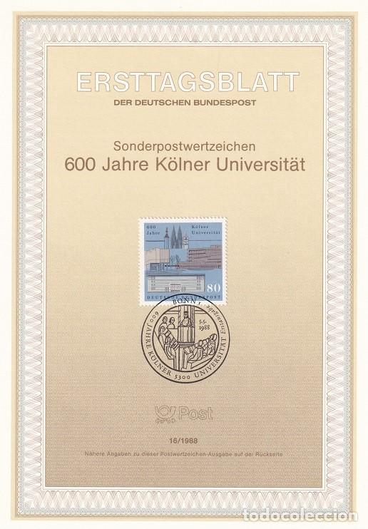 Stamps: Ersttagsblatt 16/1988 Bon - 600 Aniversario de la Universidad de Colonia - 600 Jahre K&ouml;lner Univer..
