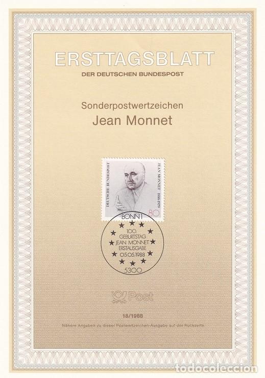 Stamps: Ersttagsblatt 18/1988 Bon / Jean Monnet - Centenario del nacimiento del estadista franc&eacute;s Jean Mon..