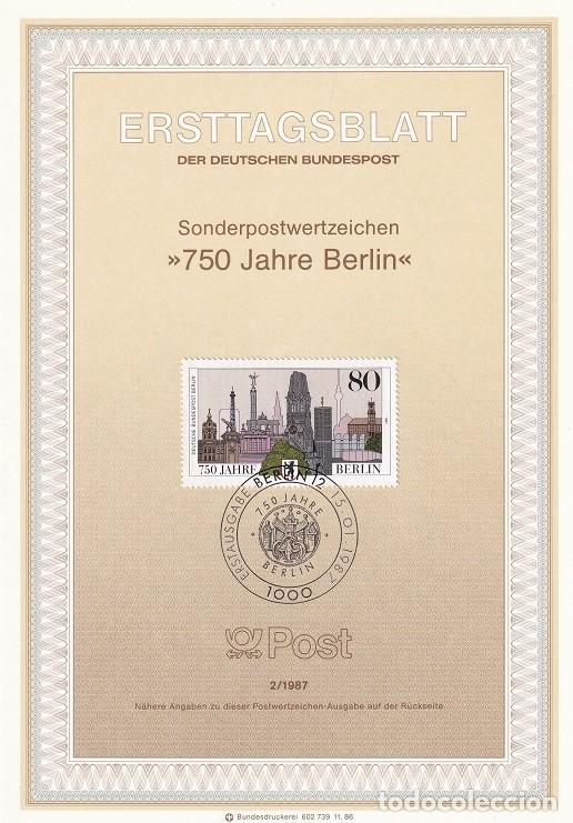 Selos: Ersttagsblatt 2/1987 Berl&iacute;n / 750 Jahre Berlin - 750 Aniversario de la fundaci&oacute;n de Berl&iacute;n