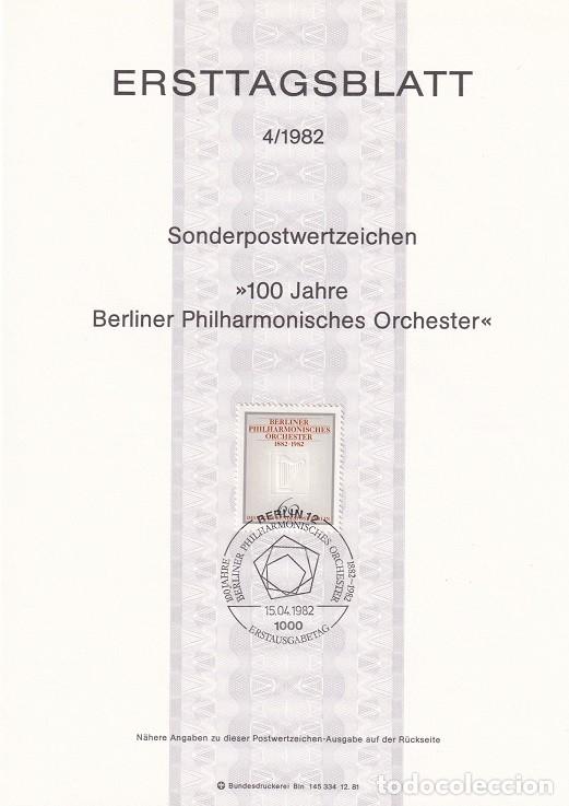 Sellos: Ersttagsblatt 4/1982 Berl&iacute;n / 100 Jahre Berliner Philharmonisches Orchester - Centenario de la fil..