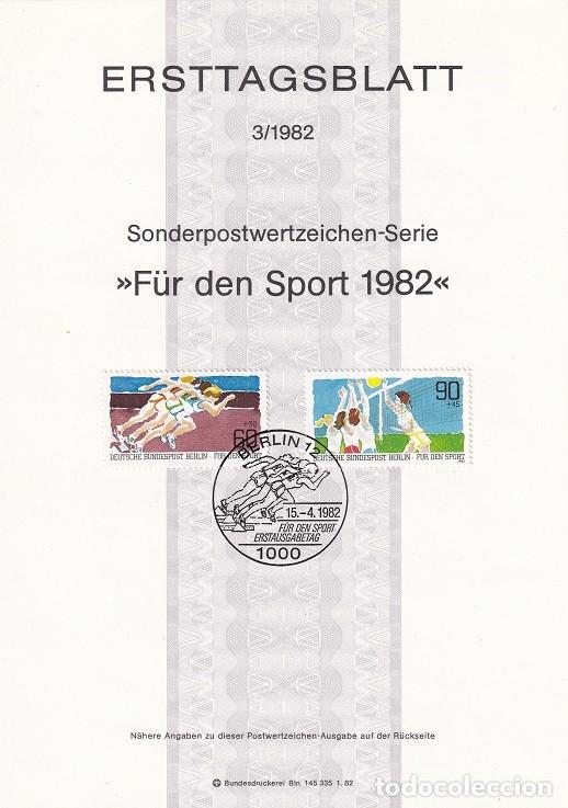 Selos: Ersttagsblatt 3/1982 Berl&iacute;n / F&uuml;r den Sport 1982 - Deporte &middot; Carrera &middot; Voleibol