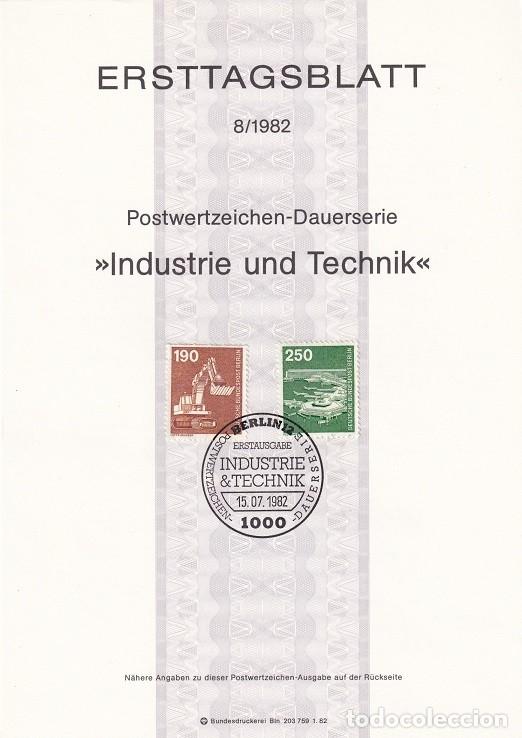 Stamps: Ersttagsblatt 8/1982 Berl&iacute;n / Industrie und Technik - Industria y t&eacute;cnica &middot; Excavadora &middot; Aeropuer...