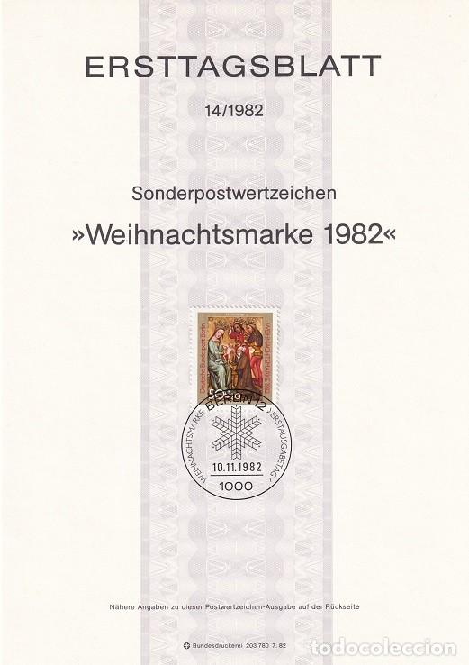 Sellos: Ersttagsblatt 14/1982 Berl&iacute;n - Weihnachtsmarke 1982 - Navidad &middot; Adoraci&oacute;n de los Reyes Magos